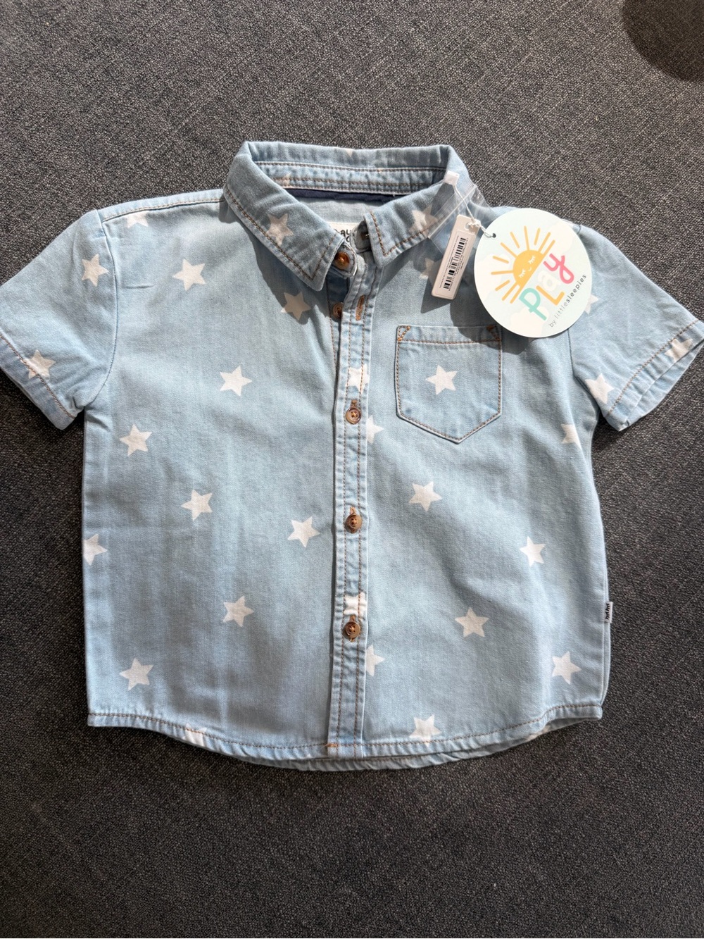NWT Little Sleepies starry lightweight denim button up shirt 18-24m